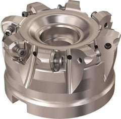 Seco - 8 Inserts, 69.6mm Cutter Diam, 1.8mm Max Depth of Cut, Indexable High-Feed Face Mill - 32mm Arbor Hole Diam, 14.4mm Keyway Width, 50mm High, R220.21 Toolholder, 218.21-230 Inserts, Series High Feed 6 - Industrial Tool & Supply