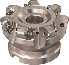 Seco - 7 Inserts, 65.6mm Cutter Diam, 1.8mm Max Depth of Cut, Indexable High-Feed Face Mill - 27mm Arbor Hole Diam, 12.4mm Keyway Width, 50mm High, R220.21 Toolholder, 218.21-230 Inserts, Series High Feed 6 - Industrial Tool & Supply