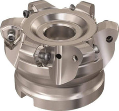 Seco - 6 Inserts, 65.6mm Cutter Diam, 1.8mm Max Depth of Cut, Indexable High-Feed Face Mill - 27mm Arbor Hole Diam, 12.4mm Keyway Width, 50mm High, R220.21 Toolholder, 218.21-230 Inserts, Series High Feed 6 - Industrial Tool & Supply