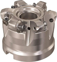 Seco - 6 Inserts, 51.3mm Cutter Diam, 1.8mm Max Depth of Cut, Indexable High-Feed Face Mill - 27mm Arbor Hole Diam, 12.4mm Keyway Width, 50mm High, R220.21 Toolholder, 218.21-230 Inserts, Series High Feed 6 - Industrial Tool & Supply