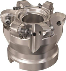 Seco - 6 Inserts, 48.3mm Cutter Diam, 1.8mm Max Depth of Cut, Indexable High-Feed Face Mill - 27mm Arbor Hole Diam, 12.4mm Keyway Width, 50mm High, R220.21 Toolholder, 218.21-230 Inserts, Series High Feed 6 - Industrial Tool & Supply