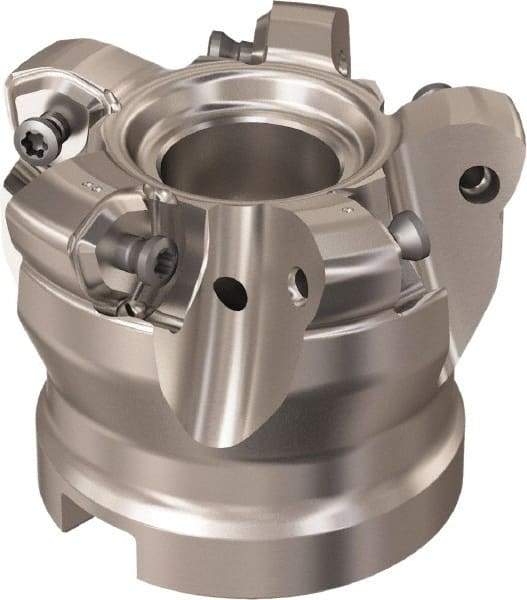 Seco - 5 Inserts, 48.3mm Cutter Diam, 1.8mm Max Depth of Cut, Indexable High-Feed Face Mill - 27mm Arbor Hole Diam, 12.4mm Keyway Width, 50mm High, R220.21 Toolholder, 218.21-230 Inserts, Series High Feed 6 - Industrial Tool & Supply