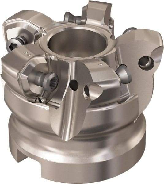 Seco - 5 Inserts, 37.6mm Cutter Diam, 1.8mm Max Depth of Cut, Indexable High-Feed Face Mill - 22mm Arbor Hole Diam, 10.4mm Keyway Width, 40mm High, R220.21 Toolholder, 218.21-230 Inserts, Series High Feed 6 - Industrial Tool & Supply