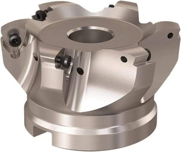 Seco - 6 Inserts, 68mm Cutter Diam, 1.8mm Max Depth of Cut, Indexable High-Feed Face Mill - 32mm Arbor Hole Diam, 14.4mm Keyway Width, 50mm High, R220.21 Toolholder, 218.21-230 Inserts, Series High Feed 6 - Industrial Tool & Supply