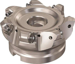 Seco - 7 Inserts, 85.6mm Cutter Diam, 1.8mm Max Depth of Cut, Indexable High-Feed Face Mill - 32mm Arbor Hole Diam, 14.4mm Keyway Width, 50mm High, R220.21 Toolholder, 218.21-230 Inserts, Series High Feed 6 - Industrial Tool & Supply