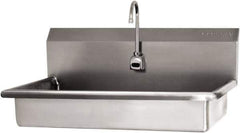 SANI-LAV - 27" Long x 16-1/2" Wide Inside, 1 Compartment, Grade 304 Stainless Steel (2) Person ADA Wash-Station with Electronic Faucet - 16 Gauge, 30" Long x 20" Wide x 21-1/2" High Outside, 5-1/2" Deep - Industrial Tool & Supply
