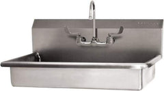 SANI-LAV - 27" Long x 16-1/2" Wide Inside, 1 Compartment, Grade 304 Stainless Steel (2) Person ADA Wash-Station with Manual Faucet - 16 Gauge, 30" Long x 20" Wide x 21-1/2" High Outside, 5-1/2" Deep - Industrial Tool & Supply