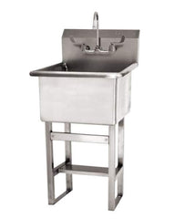 SANI-LAV - 24" Long x 24" Wide Inside, 1 Compartment, Grade 304 Stainless Steel Utility Sink AC Sensor - 14 Gauge, 27" Long x 27-1/2" Wide x 48" High Outside, 12" Deep - Industrial Tool & Supply