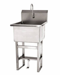 SANI-LAV - 24" Long x 24" Wide Inside, 1 Compartment, Grade 304 Stainless Steel Utility Sink Double Foot Pedal Valve - 14 Gauge, 27" Long x 27-1/2" Wide x 48" High Outside, 12" Deep - Industrial Tool & Supply