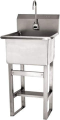 SANI-LAV - 18" Long x 18" Wide Inside, 1 Compartment, Grade 304 Stainless Steel Utility Sink - 14 Gauge, 21" Long x 20-1/2" Wide x 48" High Outside, 12" Deep - Industrial Tool & Supply