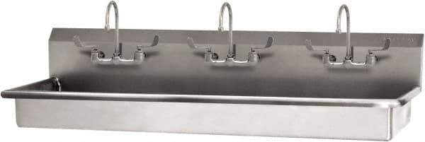 SANI-LAV - 65" Long x 16-1/2" Wide Inside, 1 Compartment, Grade 304 Stainless Steel (2) Person Wash-Station with Electronic Faucet - 16 Gauge, 68" Long x 20" Wide x 21-1/2" High Outside, 5-1/2" Deep - Industrial Tool & Supply