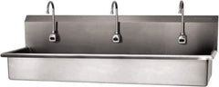 SANI-LAV - 57" Long x 16-1/2" Wide Inside, 1 Compartment, Grade 304 Stainless Steel (3) Person Wash-Station with Electronic Faucet - 16 Gauge, 60" Long x 20" Wide x 18" High Outside, 8" Deep - Industrial Tool & Supply