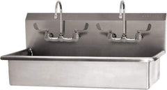 SANI-LAV - 37" Long x 16-1/2" Wide Inside, 1 Compartment, Grade 304 Stainless Steel (2) Person Wash-Station with Manual Faucet - 16 Gauge, 40" Long x 20" Wide x 18" High Outside, 8" Deep - Industrial Tool & Supply