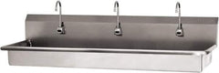 SANI-LAV - 65" Long x 16-1/2" Wide Inside, 1 Compartment, Grade 304 Stainless Steel (2) Person Wash-Station with Single Foot Valves - 16 Gauge, 68" Long x 20" Wide x 21-1/2" High Outside, 5-1/2" Deep - Industrial Tool & Supply