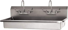 SANI-LAV - 45" Long x 16-1/2" Wide Inside, 1 Compartment, Grade 304 Stainless Steel (3) Person ADA Wash-Station with Electronic Faucet - 16 Gauge, 48" Long x 20" Wide x 21-1/2" High Outside, 5-1/2" Deep - Industrial Tool & Supply
