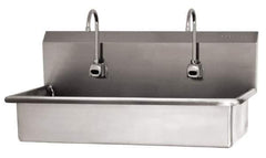 SANI-LAV - 37" Long x 16-1/2" Wide Inside, 1 Compartment, Grade 304 Stainless Steel (2) Person Wash-Station with Electronic Faucet - 16 Gauge, 40" Long x 20" Wide x 18" High Outside, 8" Deep - Industrial Tool & Supply