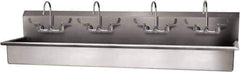 SANI-LAV - 77" Long x 16-1/2" Wide Inside, 1 Compartment, Grade 304 Stainless Steel (4) Person Wash-Station with Manual Faucet - 16 Gauge, 80" Long x 20" Wide x 18" High Outside, 8" Deep - Industrial Tool & Supply