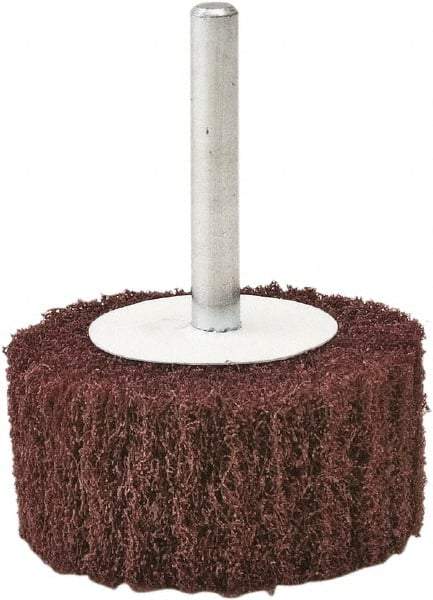 Camel Grinding Wheels - 2" Diam x 1" Face Width, Fine Aluminum Oxide Nonwoven Mounted Flap Wheel - 1/4" Shank Mount, 80 Grit, X Weighted Cloth Backing, 20,000 Max RPM - Industrial Tool & Supply