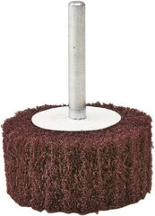 Camel Grinding Wheels - 2" Diam x 1" Face Width, Fine Aluminum Oxide Nonwoven Mounted Flap Wheel - 1/4" Shank Mount, 80 Grit, X Weighted Cloth Backing, 20,000 Max RPM - Industrial Tool & Supply