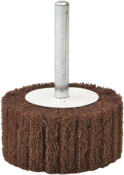 Camel Grinding Wheels - 3" Diam x 1" Face Width, Fine Aluminum Oxide Nonwoven Mounted Flap Wheel - 1/4" Shank Mount, 180 Grit, X Weighted Cloth Backing, 20,000 Max RPM - Industrial Tool & Supply