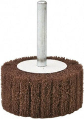 Camel Grinding Wheels - 2" Diam x 1" Face Width, Fine Aluminum Oxide Nonwoven Mounted Flap Wheel - 1/4" Shank Mount, 180 Grit, X Weighted Cloth Backing, 20,000 Max RPM - Industrial Tool & Supply