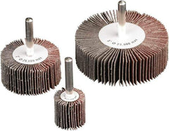 Camel Grinding Wheels - 1-1/2" Diam x 1" Face Width, Medium Aluminum Oxide Coated Mounted Flap Wheel - 1/4" Shank Mount, 40 Grit, X Weighted Cloth Backing, 25,000 Max RPM - Industrial Tool & Supply