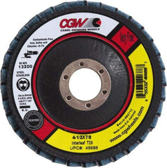 Camel Grinding Wheels - 60 Grit, 5" Disc Diam, 7/8" Center Hole, Type 29 Aluminum Oxide Flap Disc - 12,200 Max RPM, Poly Cotton Backing, Arbor Attaching System, Coated & Non-Woven Combo - Industrial Tool & Supply