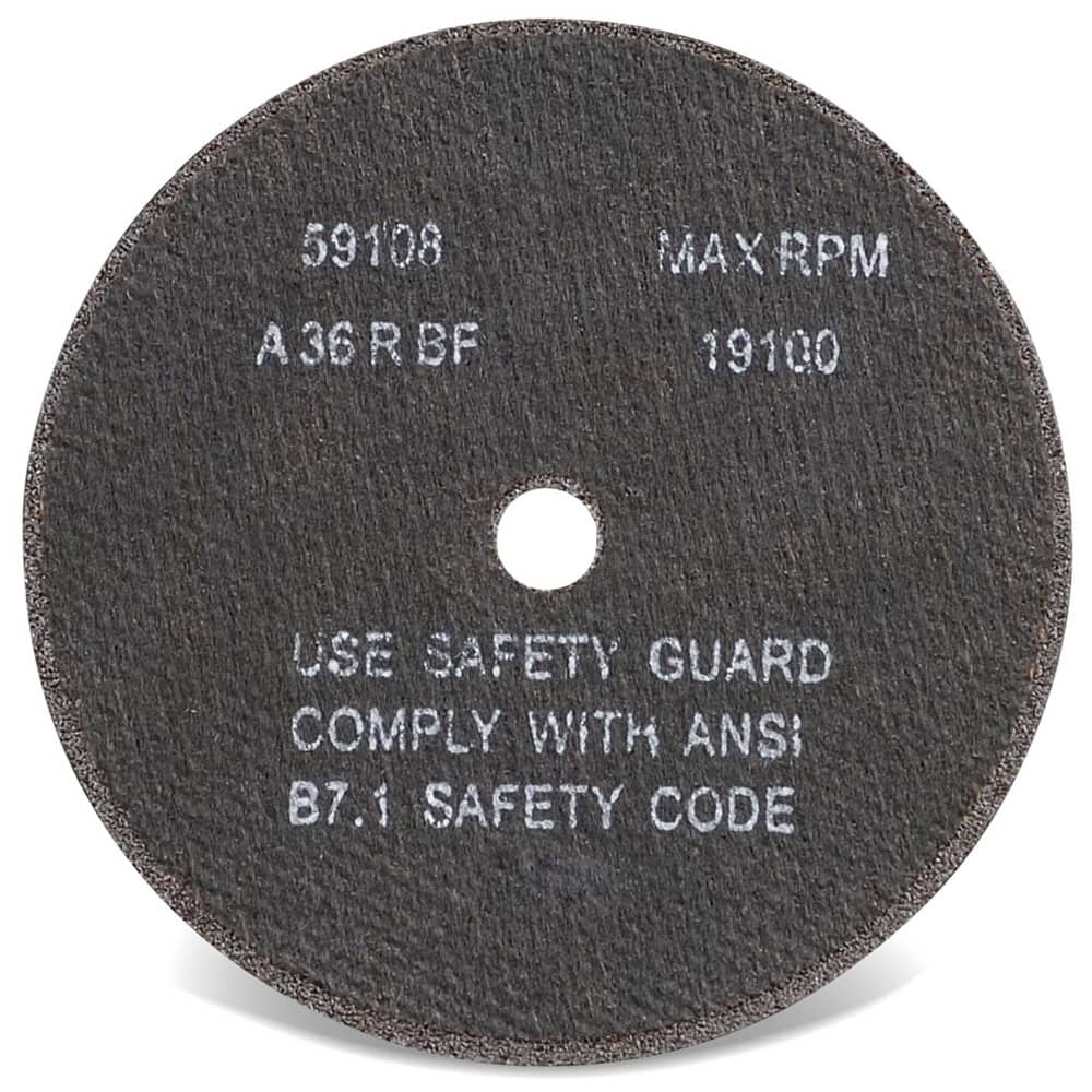 Cut –Off Wheel: Type 1, 3 " Dia, 1/32 " Thick, 3/8 " Hole, Aluminum Oxide Reinforced, 60 Grit, 23900 Max RPM, Use with Die Grinders