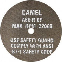 Camel Grinding Wheels - 2" 24 Grit Aluminum Oxide Cutoff Wheel - 1/8" Thick, 3/8" Arbor, 30,000 Max RPM - Industrial Tool & Supply