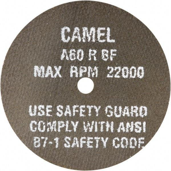 Camel Grinding Wheels - 1-1/2" 60 Grit Aluminum Oxide Cutoff Wheel - 1/32" Thick, 1/4" Arbor, 45,000 Max RPM - Industrial Tool & Supply