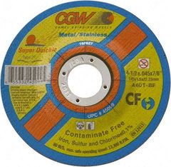Camel Grinding Wheels - 4-1/2" 60 Grit Aluminum Oxide Cutoff Wheel - 0.045" Thick, 5/8-11 Arbor, 13,300 Max RPM - Industrial Tool & Supply