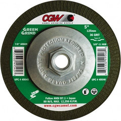 Camel Grinding Wheels - 36 Grit, 4-1/2" Wheel Diam, 5/32" Wheel Thickness, Type 27 Depressed Center Wheel - Medium Grade, Zirconia Alumina, Resinoid Bond, 13,300 Max RPM - Industrial Tool & Supply