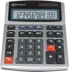 innovera - 12-Digit LCD 4 Function Financial Calculator - 21mm Display Size, Silver & Black, Solar & Battery Powered, 6-1/2" Long x 8-3/4" Wide - Industrial Tool & Supply