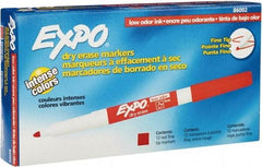 Expo - Red, Fine Point, Dozen Low Odor Dry Erase Markers - For Use with Dry Erase Marker Boards - Industrial Tool & Supply