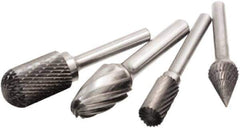 Camel Grinding Wheels - 1/2" Cut Diam, 1/4" Shank Diam, Tree Head Single Cut Burr - Carbide, 1" LOC, 2-3/4" OAL - Industrial Tool & Supply