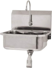 SANI-LAV - 17" Long x 14" Wide Inside, 1 Compartment, Grade 304 Stainless Steel Hand Sink Wall Mount with Knee Valve - 18 Gauge, 19" Long x 18" Wide x 21" High Outside, 7" Deep - Industrial Tool & Supply