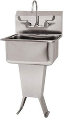 SANI-LAV - 19" Long x 16" Wide Inside, 1 Compartment, Grade 304 Stainless Steel Hand Sink Wall Mount with Manual Faucet - 18 Gauge, 21" Long x 20" Wide x 46" High Outside, 10" Deep - Industrial Tool & Supply