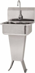SANI-LAV - 17" Long x 14" Wide Inside, 1 Compartment, Grade 304 Stainless Steel Hand Sink Floor Mount with Double Foot Valve - 18 Gauge, 19" Long x 18" Wide x 46" High Outside, 7" Deep - Industrial Tool & Supply