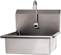 SANI-LAV - 19" Long x 15-1/2" Wide Inside, 1 Compartment, Grade 304 Stainless Steel Hand Sink Wall Mount with Electronic Faucet - 16 Gauge, 23" Long x 20" Wide x 20-1/2" High Outside, 5" Deep - Industrial Tool & Supply