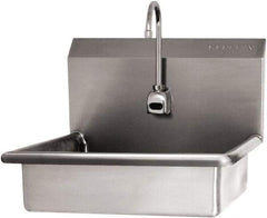SANI-LAV - 19" Long x 15-1/2" Wide Inside, 1 Compartment, Grade 304 Stainless Steel Hand Sink Wall Mount with Electronic Faucet - 16 Gauge, 22" Long x 19" Wide x 20-1/2" High Outside, 5" Deep - Industrial Tool & Supply
