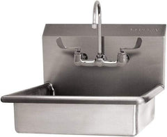 SANI-LAV - 19" Long x 15-1/2" Wide Inside, 1 Compartment, Grade 304 Stainless Steel Hand Sink Wall Mount with Manual Faucet - 16 Gauge, 22" Long x 19" Wide x 20-1/2" High Outside, 5" Deep - Industrial Tool & Supply