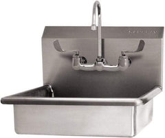 SANI-LAV - 16" Long x 12-1/2" Wide Inside, 1 Compartment, Grade 304 Stainless Steel Hand Sink Wall Mount with Manual Faucet - 16 Gauge, 19" Long x 16" Wide x 20-1/2" High Outside, 6" Deep - Industrial Tool & Supply