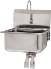 SANI-LAV - 19" Long x 16" Wide Inside, 1 Compartment, Grade 304 Stainless Steel Hand Sink Wall Mount with Double Knee Valve - 18 Gauge, 21" Long x 20" Wide x 24" High Outside, 10" Deep - Industrial Tool & Supply