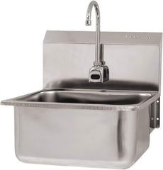 SANI-LAV - 19" Long x 16" Wide Inside, 1 Compartment, Grade 304 Stainless Steel Hand Sink Wall Mount with Electronic Faucet - 18 Gauge, 21" Long x 20" Wide x 24" High Outside, 10" Deep - Industrial Tool & Supply