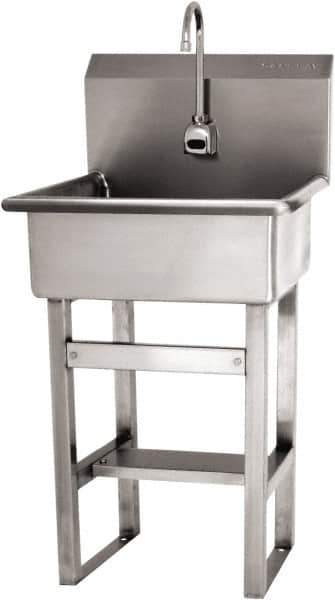 SANI-LAV - 20" Long x 17" Wide Inside, 1 Compartment, Grade 304 Stainless Steel Hand Sink Wall Mount with Electronic Faucet - 16 Gauge, 23" Long x 20-1/2" Wide x 46-1/2" High Outside, 9" Deep - Industrial Tool & Supply