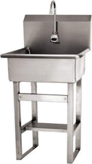 SANI-LAV - 20" Long x 17" Wide Inside, 1 Compartment, Grade 304 Stainless Steel Hand Sink Wall Mount with Electronic Faucet - 16 Gauge, 23" Long x 20-1/2" Wide x 46-1/2" High Outside, 9" Deep - Industrial Tool & Supply