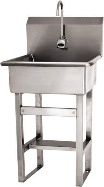 SANI-LAV - 20" Long x 17" Wide Inside, 1 Compartment, Grade 304 Stainless Steel Hand Sink Wall Mount with Electronic Faucet - 16 Gauge, 23" Long x 20-1/2" Wide x 46-1/2" High Outside, 9" Deep - Industrial Tool & Supply