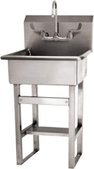 SANI-LAV - 20" Long x 17" Wide Inside, 1 Compartment, Grade 304 Stainless Steel Hand Sink Floor Mount Manual Faucet - 16 Gauge, 23" Long x 20-1/2" Wide x 46-1/2" High Outside, 9" Deep - Industrial Tool & Supply