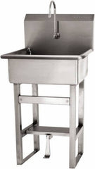 SANI-LAV - 20" Long x 17" Wide Inside, 1 Compartment, Grade 304 Stainless Steel Hand Sink Floor Mount with Single Foot Valve - 16 Gauge, 23" Long x 20-1/2" Wide x 46-1/2" High Outside, 9" Deep - Industrial Tool & Supply