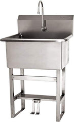 SANI-LAV - 28" Long x 16" Wide Inside, 1 Compartment, Grade 304 Stainless Steel Scrub Sink Floor Mount with Double Foot Valve - 16 Gauge, 31" Long x 19-1/2" Wide x 46-1/2" High Outside, 10-1/2" Deep - Industrial Tool & Supply